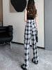imCharms 2023 Summer Products Plaid Casual Simple Pants Drape Loose All-Match Wide-Leg Pants Women's Clothing