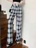 imCharms 2023 Summer Products Plaid Casual Simple Pants Drape Loose All-Match Wide-Leg Pants Women's Clothing