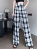 imCharms 2023 Summer Products Plaid Casual Simple Pants Drape Loose All-Match Wide-Leg Pants Women's Clothing