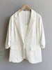 imCharms 2023 Summer Solid Color Suit Retro Style Women's Two Button Loose White Casual Suit Jacket