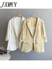 imCharms 2023 Summer Solid Color Suit Retro Style Women's Two Button Loose White Casual Suit Jacket