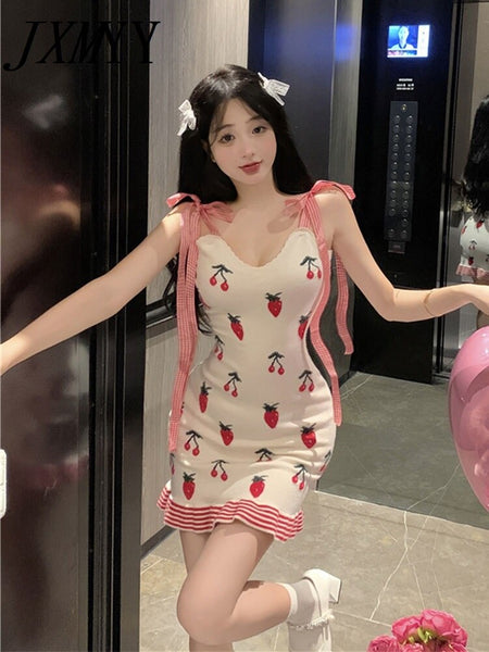 imCharms 2023 Summer Temperament Sexy Short Section Slim Slim Knitted Sling Bag Hip Dress Women's Clothing