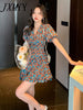 imCharms 2023 Summer V-Neck Long-Sleeved Floral Dress Fishtail Skirt Light  Design Temperament Skirt