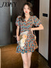 imCharms 2023 Summer V-Neck Long-Sleeved Floral Dress Fishtail Skirt Light  Design Temperament Skirt