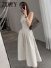 imCharms 2023 Summer Retro Chic Design Long Skirt Elegant Temperament Waist Sleeveless Dress Women's Clothing