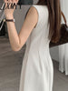 imCharms 2023 Summer Retro Chic Design Long Skirt Elegant Temperament Waist Sleeveless Dress Women's Clothing
