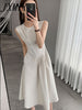 imCharms 2023 Summer Retro Chic Design Long Skirt Elegant Temperament Waist Sleeveless Dress Women's Clothing