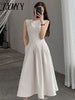 imCharms 2023 Summer Retro Chic Design Long Skirt Elegant Temperament Waist Sleeveless Dress Women's Clothing