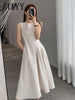 imCharms 2023 Summer Retro Chic Design Long Skirt Elegant Temperament Waist Sleeveless Dress Women's Clothing