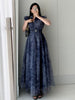 imCharms 2023 Summer Temperament Chic Sweet Lapel Single-Breasted Tie Waist Puff Sleeve Design Ink Smudge Dress