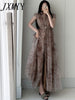 imCharms 2023 Summer Temperament Chic Sweet Lapel Single-Breasted Tie Waist Puff Sleeve Design Ink Smudge Dress