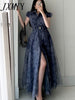 imCharms 2023 Summer Temperament Chic Sweet Lapel Single-Breasted Tie Waist Puff Sleeve Design Ink Smudge Dress