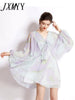 imCharms 2023 Summer And Comfortable Chiffon Printing Fairy Elegant Temperament V-Neck Dress Women's