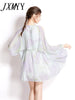 imCharms 2023 Summer And Comfortable Chiffon Printing Fairy Elegant Temperament V-Neck Dress Women's