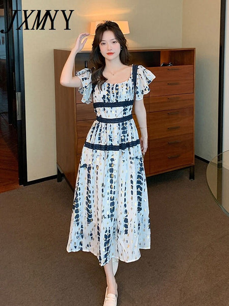imCharms 2023 Summer Comfortable Waist Slim Elegant Chiffon Skirt Trendy Women's Elegant Temperament Dress