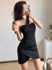imCharms 2023 Summer Elegant Temperament Thin One-Shoulder Black Short Sling Women's Dress