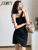 imCharms 2023 Summer Elegant Temperament Thin One-Shoulder Black Short Sling Women's Dress