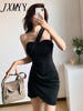 imCharms 2023 Summer Elegant Temperament Thin One-Shoulder Black Short Sling Women's Dress