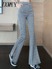 imCharms 2023 Summer Houndstooth Split Fork Drape High Waist Micro La Show Thin Elastic Casual Pants Women's Clothing