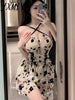 imCharms 2023 Summer Off-The-Shoulder Suspender Skirt Mesh Embroidery High Waist Puffy Dress Women's Clothing
