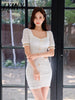 imCharms 2023 Summer Temperament Elegant Display Package Hip Commuter Skirt V-Neck Bottoming Dress Women's Clothing