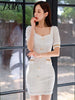 imCharms 2023 Summer Temperament Elegant Display Package Hip Commuter Skirt V-Neck Bottoming Dress Women's Clothing