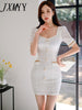 imCharms 2023 Summer Temperament Elegant Display Package Hip Commuter Skirt V-Neck Bottoming Dress Women's Clothing