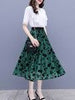 imCharms 2023 Summer Temperament Trendy Lace Chiffon Shirt Top Flocking Printing High Waist Slim Skirt Suit Women