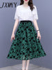 imCharms 2023 Summer Temperament Trendy Lace Chiffon Shirt Top Flocking Printing High Waist Slim Skirt Suit Women