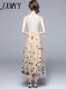 imCharms 2023 Summer Women's Lace And Mesh Yarn Heavy Industry Embroidery Flower Butterfly V-Neck Waist Dress