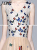 imCharms 2023 Summer Women's Lace And Mesh Yarn Heavy Industry Embroidery Flower Butterfly V-Neck Waist Dress