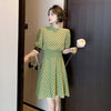 imCharms 2023 Summer Fashionable Green Polka Dot Stitching Lace Bow Tie Is Thin And Elegant Dress Women's