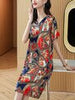 imCharms 2023 Summer Print French Elegant Temperament High-End Mid-Length Silk Plus Size Women's Dress