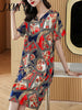 imCharms 2023 Summer Print French Elegant Temperament High-End Mid-Length Silk Plus Size Women's Dress