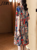 imCharms 2023 Summer Print French Elegant Temperament High-End Mid-Length Silk Plus Size Women's Dress