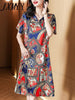 imCharms 2023 Summer Print French Elegant Temperament High-End Mid-Length Silk Plus Size Women's Dress