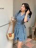 imCharms 2023 Summer Products Elegant Temperament Retro Design One Piece Floral Dress Slim Skirt
