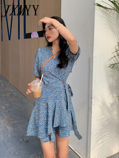 imCharms 2023 Summer Products Elegant Temperament Retro Design One Piece Floral Dress Slim Skirt