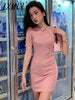 imCharms 2023 Summer Round Neck Short-Sleeved All-Match Sexy Slim Bag Hip Mid-Length Knitted Dress Women's