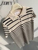 imCharms 2023 Summer Texture Casual Slimming Polo Collar Short-Sleeved T-Shirt Skirt Straight Striped Ice Linen Dress