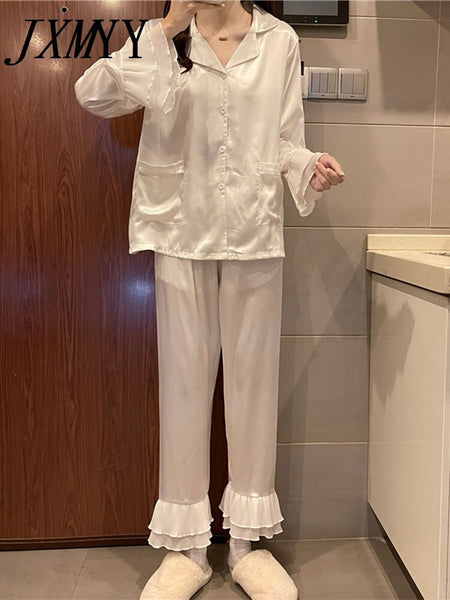 imCharms 2023 Sweet Elegant Age-Reducing Flying-Sleeve Homewear Suit Pajamas Autumn And Winter Two-Piece Suit