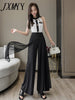 imCharms 2023 Thin Western Chiffon High Waist Draping Elegant and Dynamic Semi-Perspective Wide Leg Culottes Mopping Pants