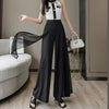 imCharms 2023 Thin Western Chiffon High Waist Draping Elegant and Dynamic Semi-Perspective Wide Leg Culottes Mopping Pants