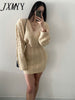 imCharms 2023 Winter Chic Korean Version Elegant V-Neck Twist Knitted Top + Skirt Women's Clothing