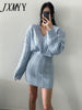 imCharms 2023 Winter Chic Korean Version Elegant V-Neck Twist Knitted Top + Skirt Women's Clothing