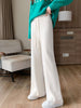 imCharms 2023 Winter Classic Elastic Waist Cashmere High Waist Straight Joker Wide Leg Pants Women's Dress