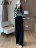 imCharms 2023 Winter Classic Elastic Waist Cashmere High Waist Straight Joker Wide Leg Pants Women's Dress