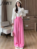 imCharms 2023 Winter Classic Elastic Waist Cashmere High Waist Straight Joker Wide Leg Pants Women's Dress