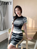 imCharms 2023 Women's Summer Elegant Temperament Slim Bag Hip Short Skirt With Striped Knitted Dress