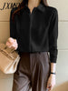 imCharms 7-Color Satin Shirt Women's 2023 Autumn Solid Color professional Shirt Loose Ladies Elegant Temperament Top Trend